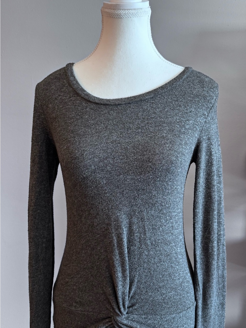 Aeropostale Women’s Long Sleeve Twist-Front Top - Gray